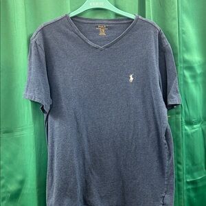 Polo by Ralph Lauren Men's Navy V-Neck Tee Large